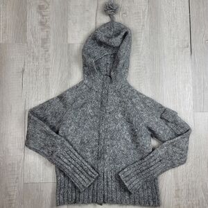 Banana Reupublic Gray Marled Mohair Full Zip Sweater